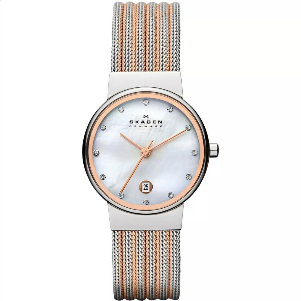 Skagen Ancher Women's Silver & Rose Mesh Watch